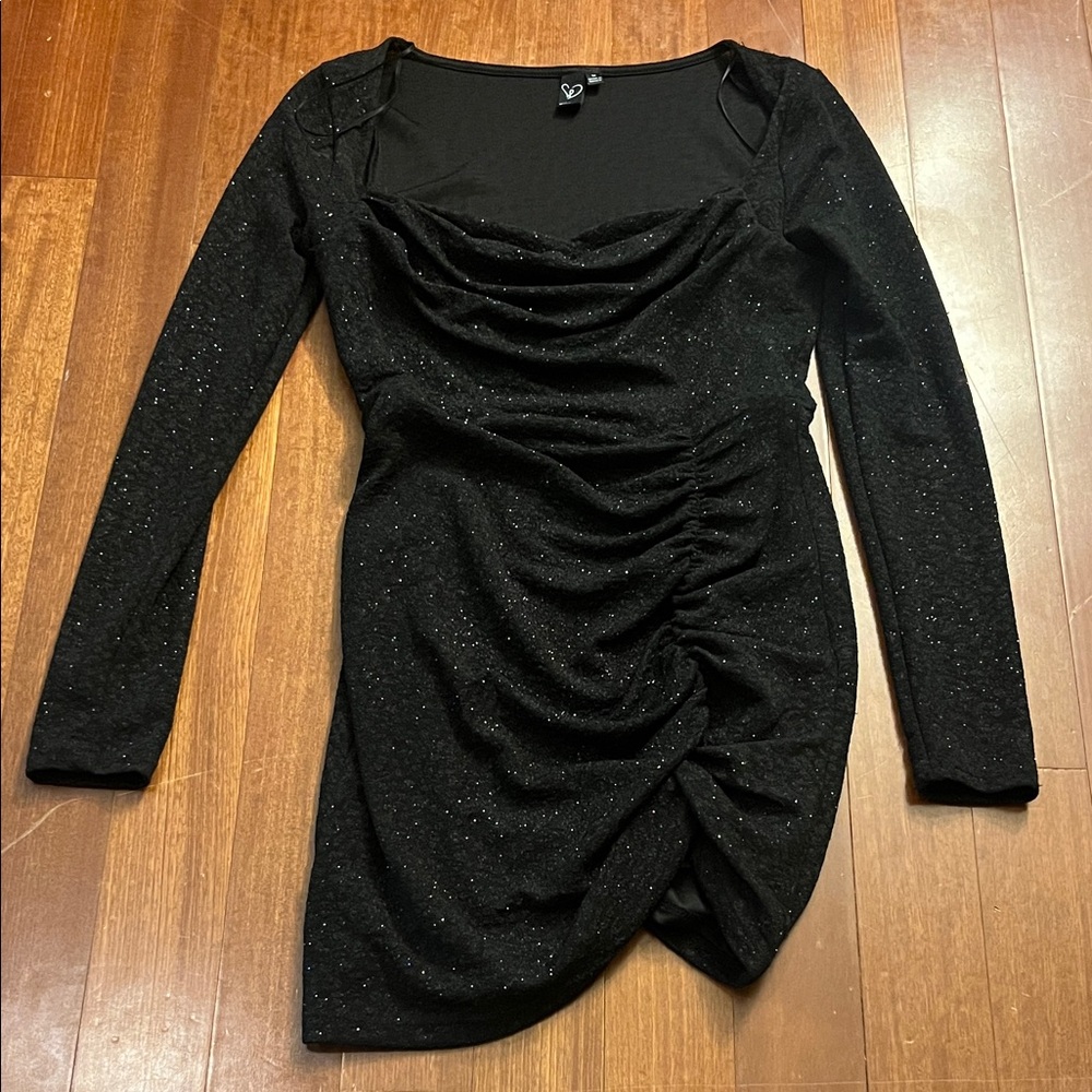 Windsor Black Glitter Long Sleeve Dress